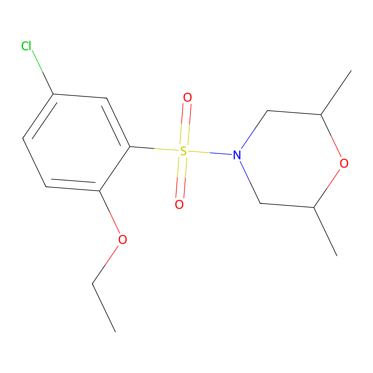 4-(5-Chloro-2-ethoxyphenyl)sulfonyl-2,6-dimethylmorpholine molecular structure, CAS 723741-52-4
