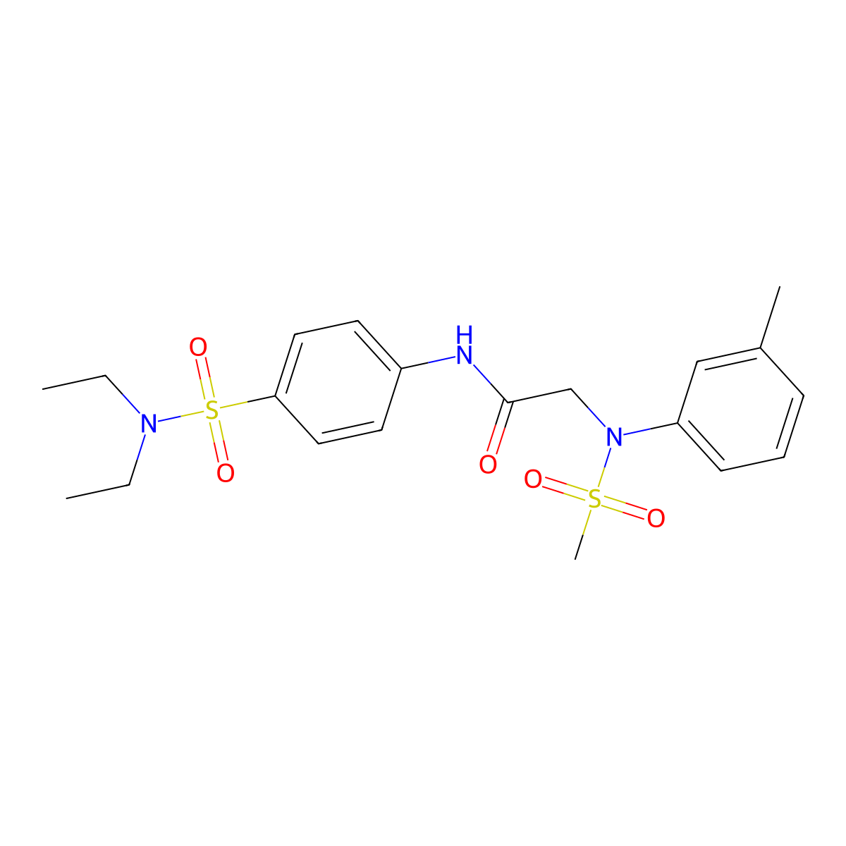 N-{4-[(diethylamino)sulfonyl]phenyl}-2-[3-methyl(methylsulfonyl)anilino]acetamide molecular structure, CAS 723741-59-1