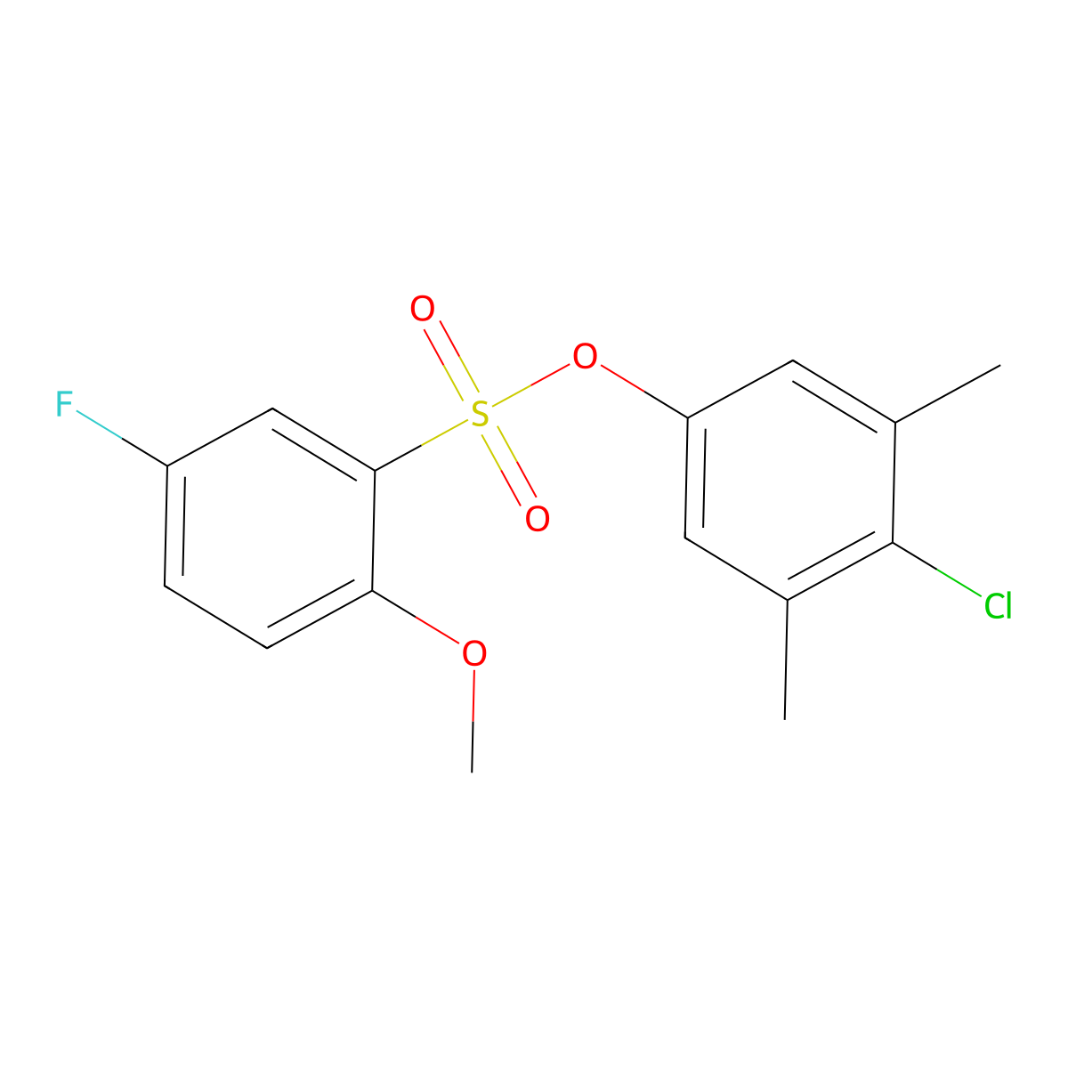 4-Chloro-3,5-dimethylphenyl 5-fluoro-2-methoxybenzenesulfonate molecular structure, CAS 723741-75-1