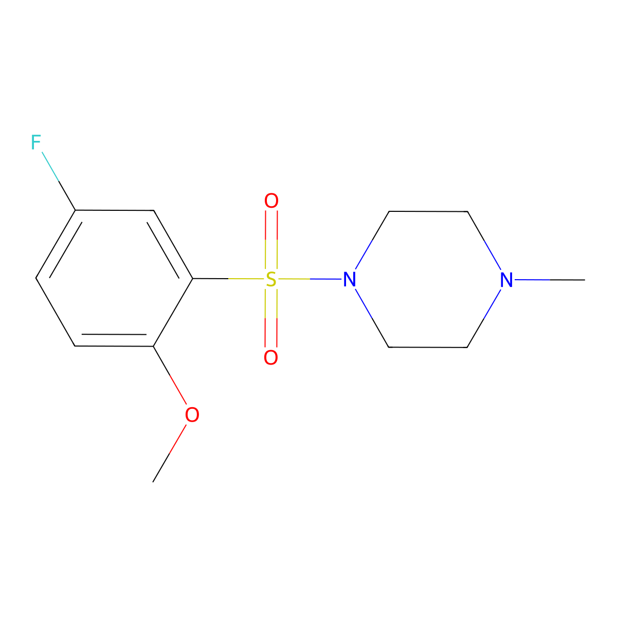1-(5-Fluoro-2-methoxyphenyl)sulfonyl-4-methylpiperazine molecular structure, CAS 723742-00-5