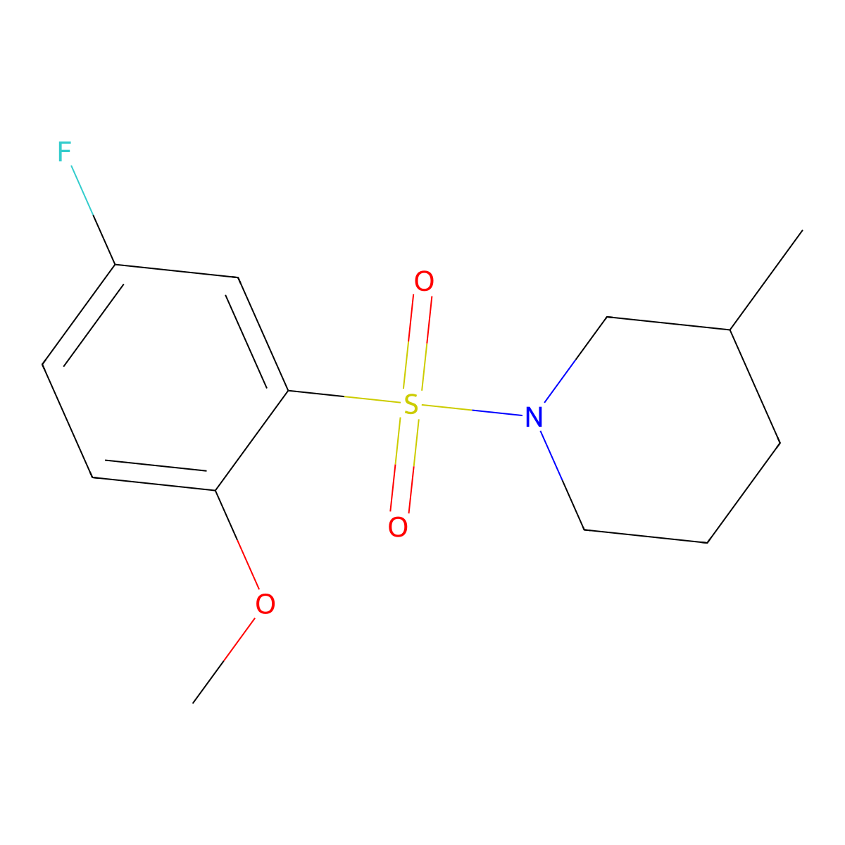1-(5-Fluoro-2-methoxyphenyl)sulfonyl-3-methylpiperidine molecular structure, CAS 723742-03-8