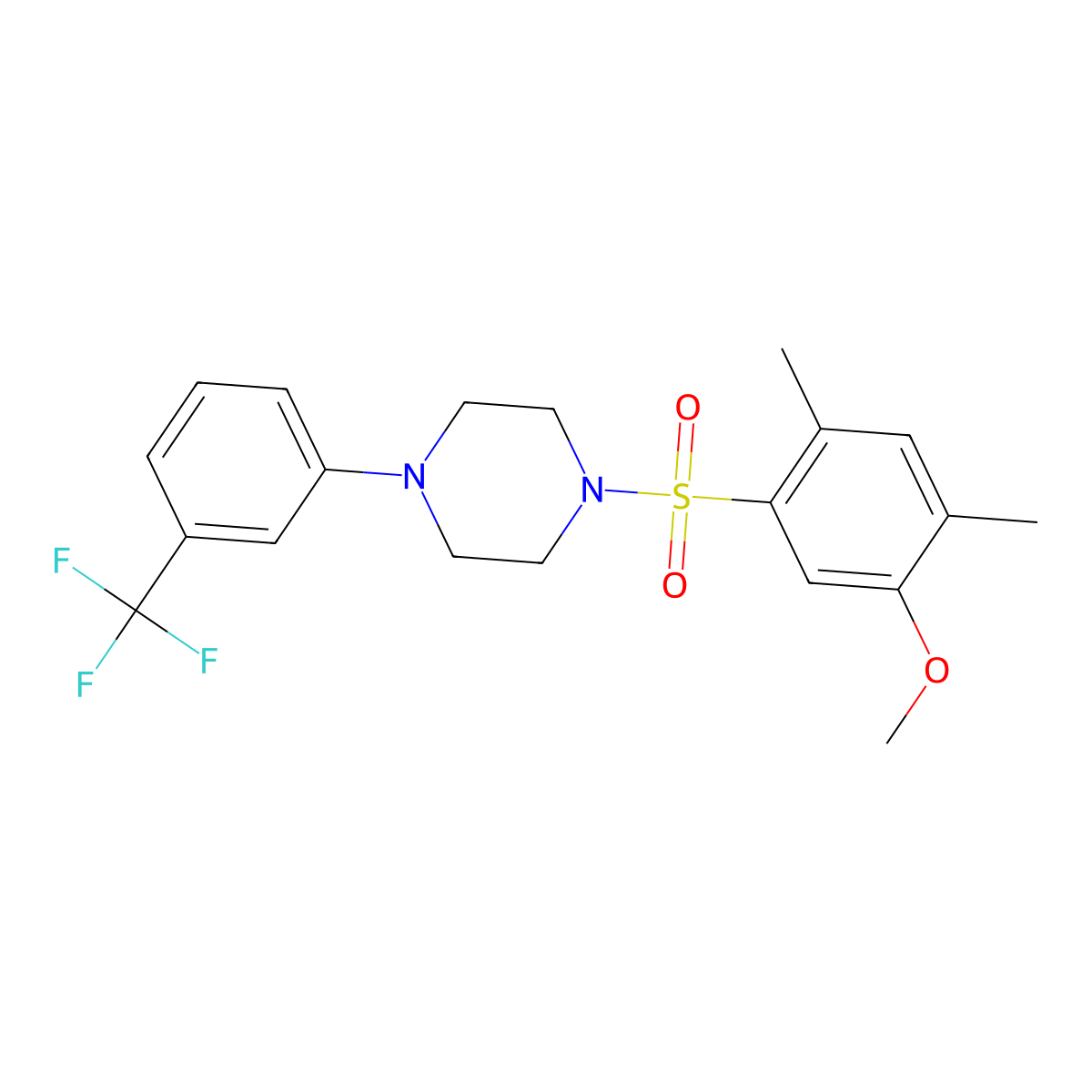 1-((5-Methoxy-2,4-dimethylphenyl)sulfonyl)-4-(3-(trifluoromethyl)phenyl)piperazine molecular structure, CAS 723742-12-9