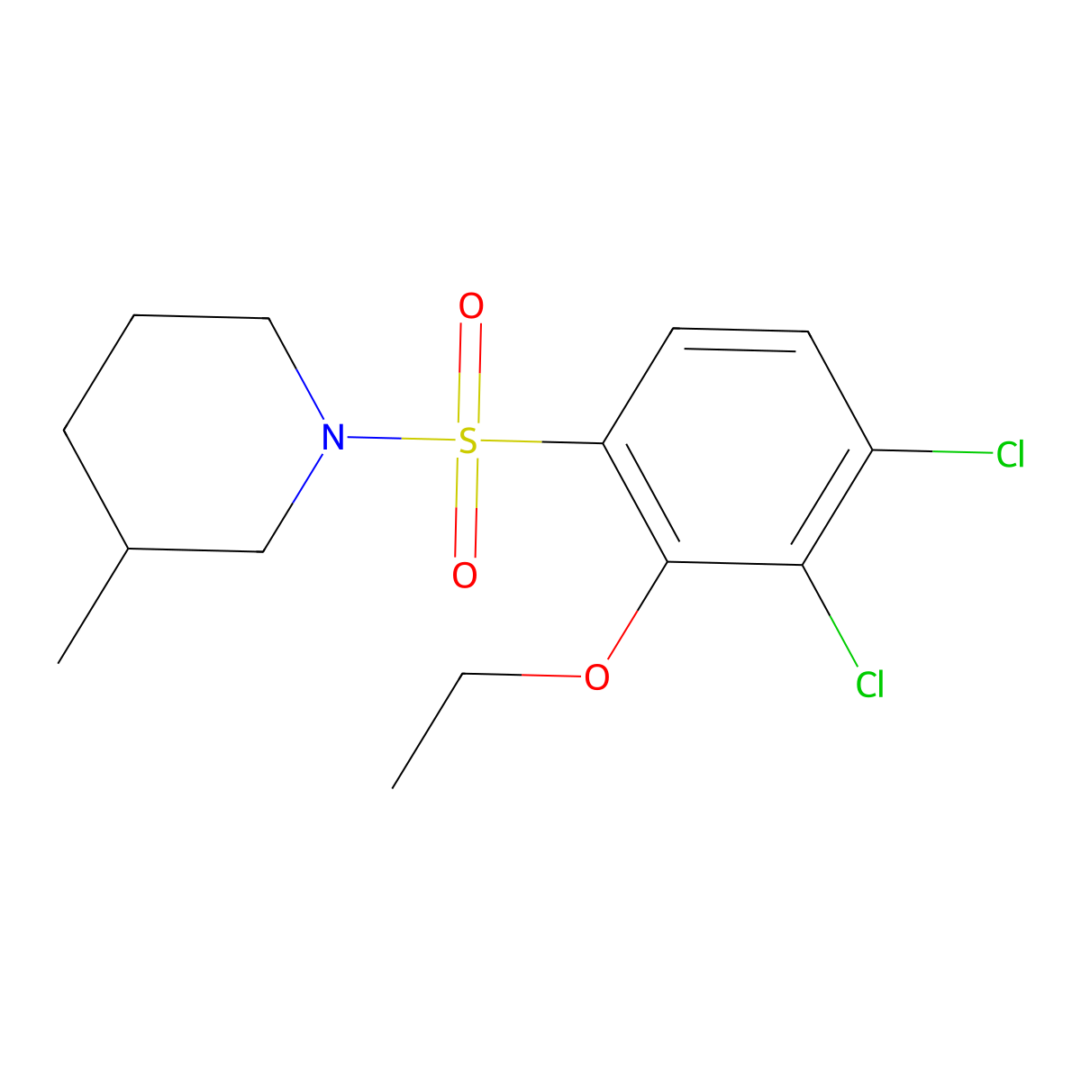 1-(3,4-Dichloro-2-ethoxyphenyl)sulfonyl-3-methylpiperidine molecular structure, CAS 723742-24-3