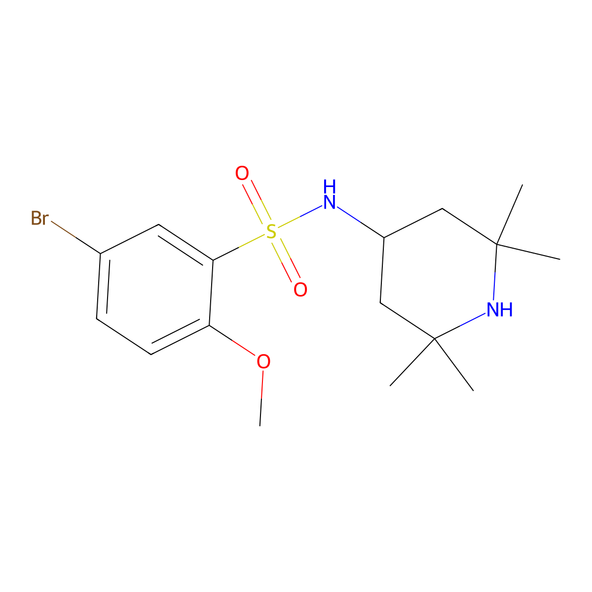 5-bromo-2-methoxy-N-(2,2,6,6-tetramethylpiperidin-4-yl)benzenesulfonamide molecular structure, CAS 723742-51-6