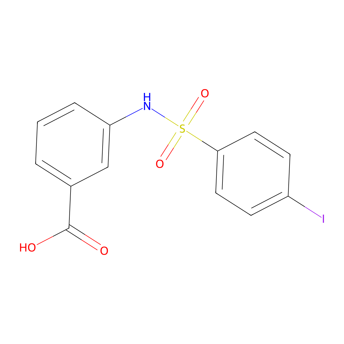 3-[(4-Iodophenyl)sulfonylamino]benzoic acid molecular structure, CAS 723742-62-9