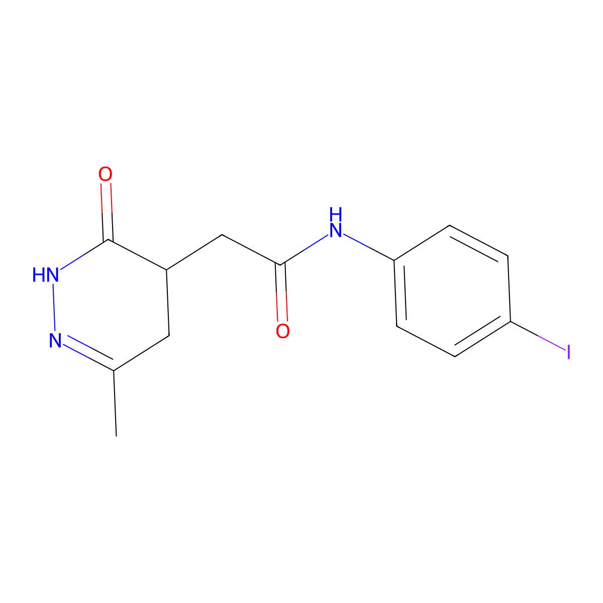 N-(4-iodophenyl)-2-(3-methyl-6-oxo-4,5-dihydro-1H-pyridazin-5-yl)acetamide molecular structure, CAS 723742-85-6