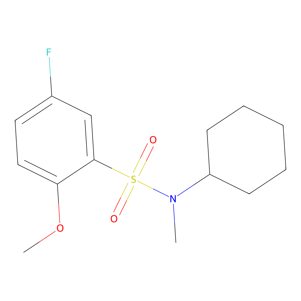 N-cyclohexyl-5-fluoro-2-methoxy-N-methylbenzenesulfonamide molecular structure, CAS 723742-91-4