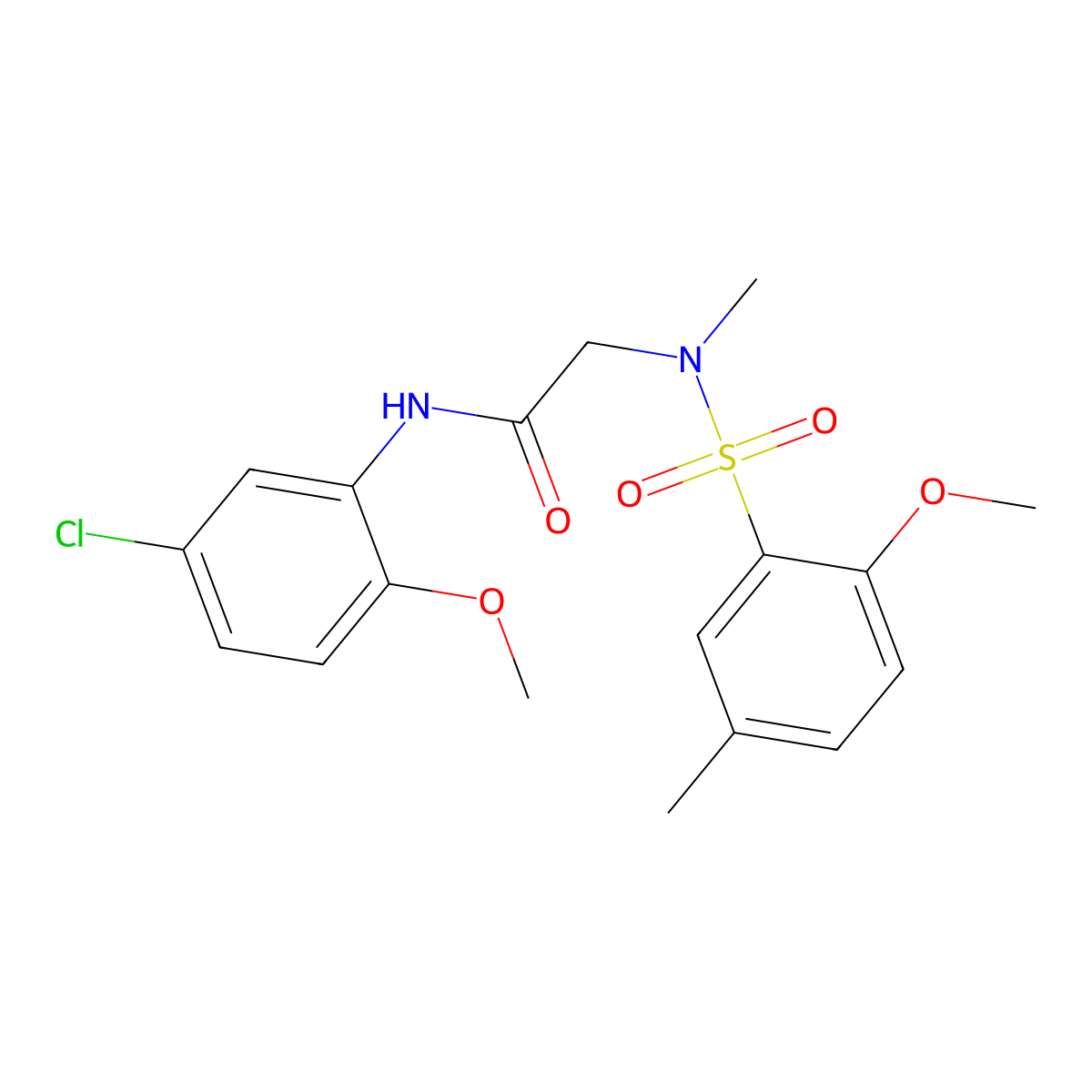 N-(5-chloro-2-methoxyphenyl)-2-[(2-methoxy-5-methylphenyl)sulfonyl-methylamino]acetamide molecular structure, CAS 723742-94-7