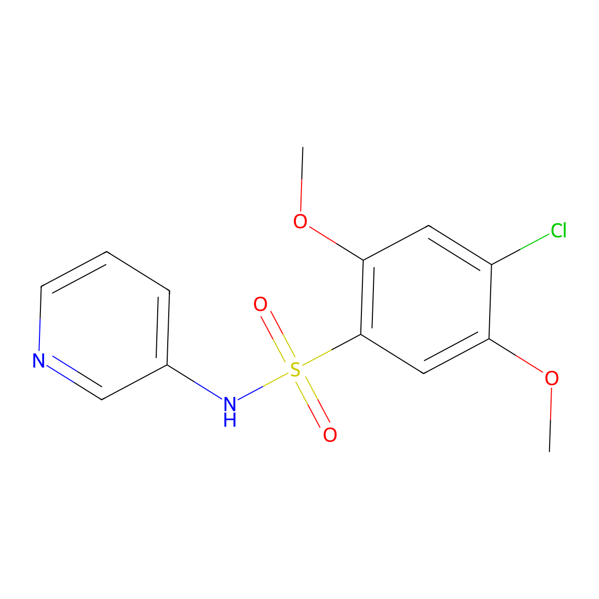 4-chloro-2,5-dimethoxy-N-(pyridin-3-yl)benzene-1-sulfonamide molecular structure, CAS 723743-20-2