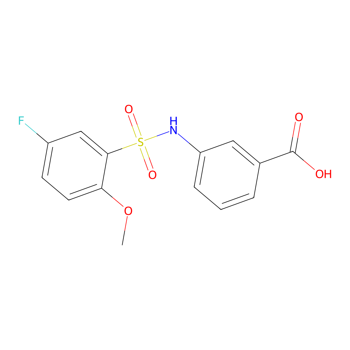 3-{[(5-Fluoro-2-methoxyphenyl)sulfonyl]amino}benzoic acid molecular structure, CAS 723743-57-5