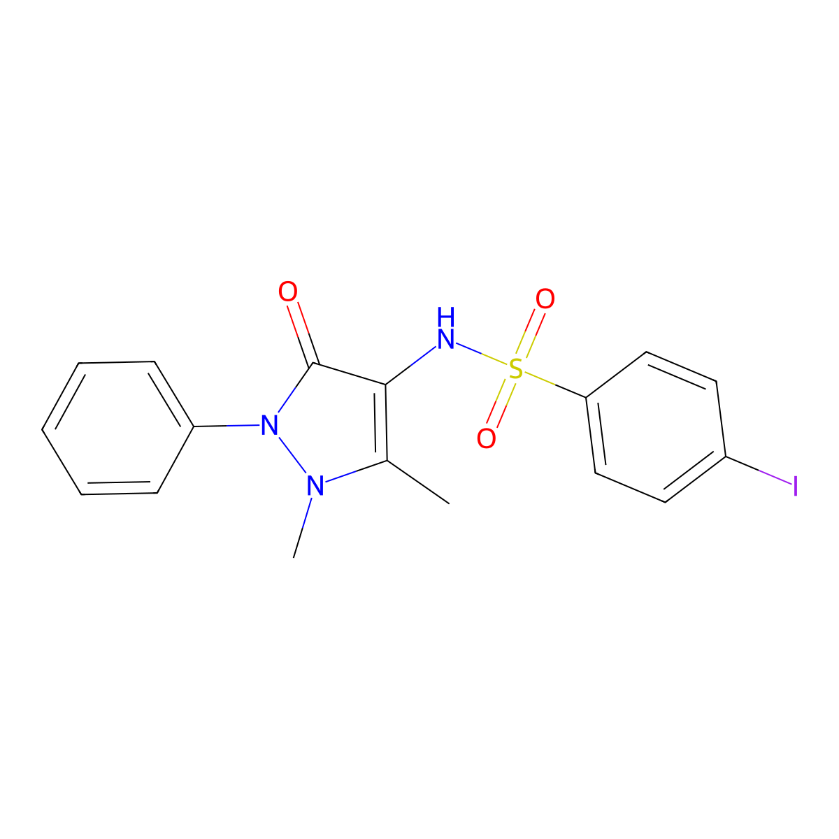 N-(1,5-dimethyl-3-oxo-2-phenylpyrazol-4-yl)-4-iodobenzenesulfonamide molecular structure, CAS 723743-60-0