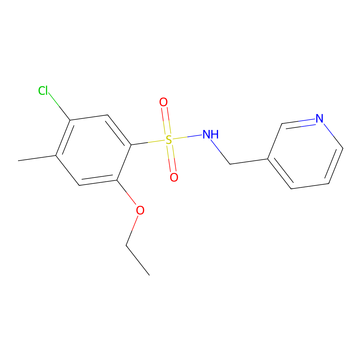 5-chloro-2-ethoxy-4-methyl-N-(3-pyridinylmethyl)benzenesulfonamide molecular structure, CAS 723744-00-1