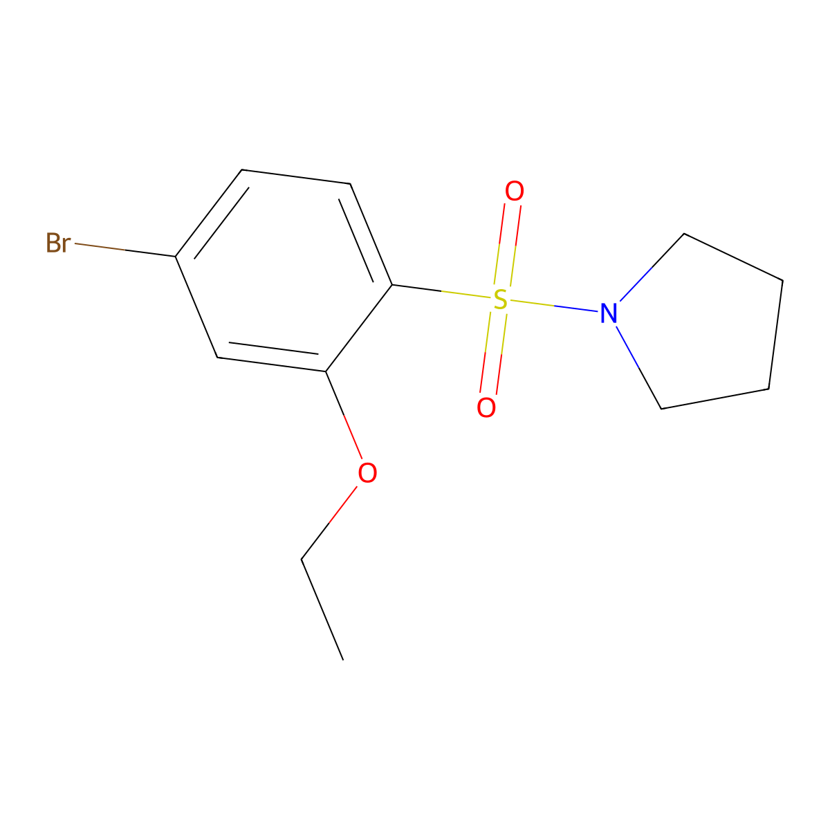 1-(4-Bromo-2-ethoxyphenyl)sulfonylpyrrolidine molecular structure, CAS 723744-14-7