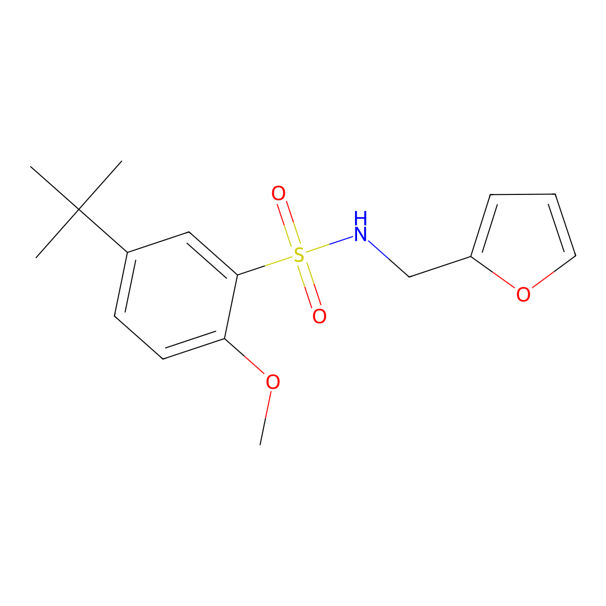 5-tert-butyl-N-(2-furylmethyl)-2-methoxybenzenesulfonamide molecular structure, CAS 723744-28-3