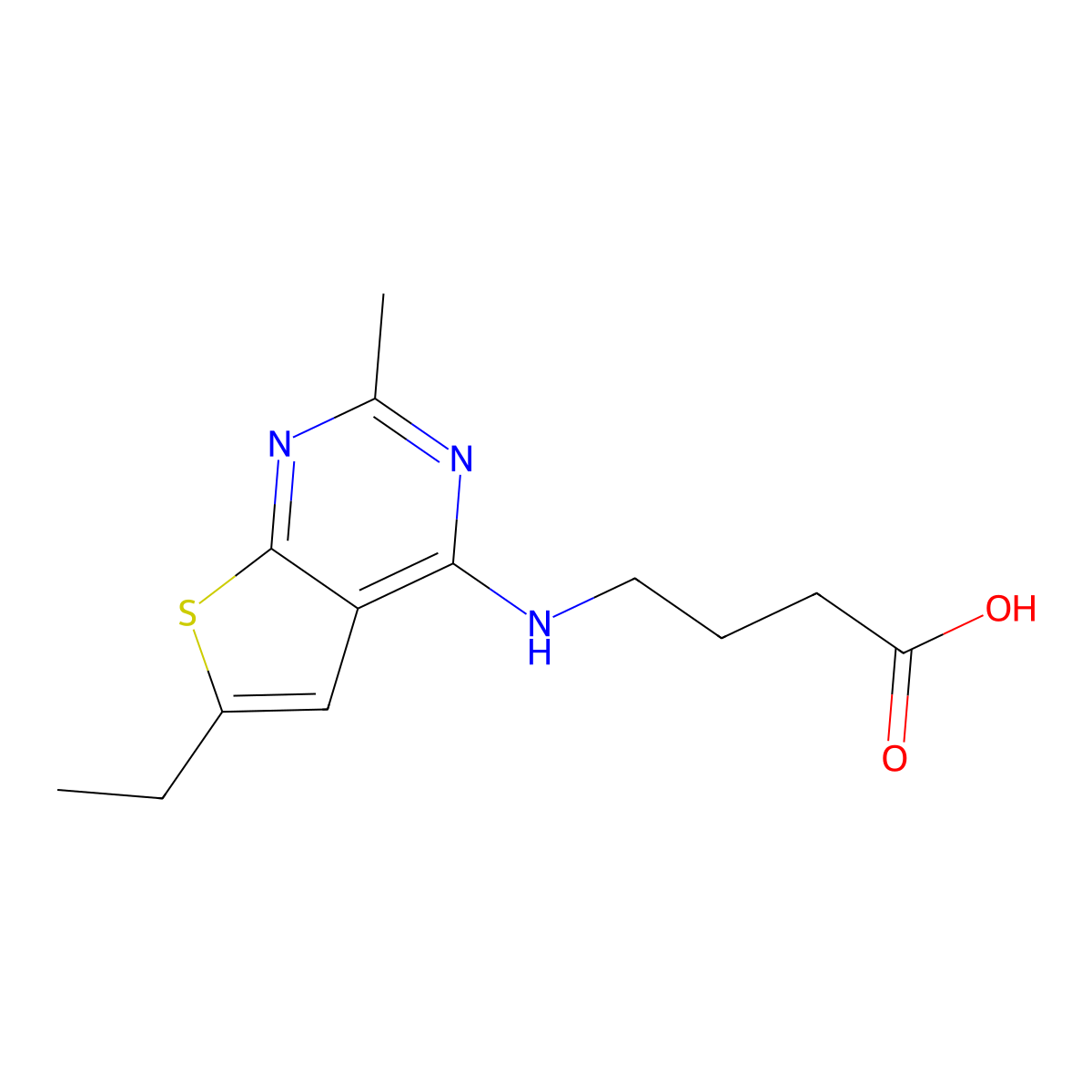 4-((6-Ethyl-2-methylthieno[2,3-d]pyrimidin-4-yl)amino)butanoic acid molecular structure, CAS 723744-35-2