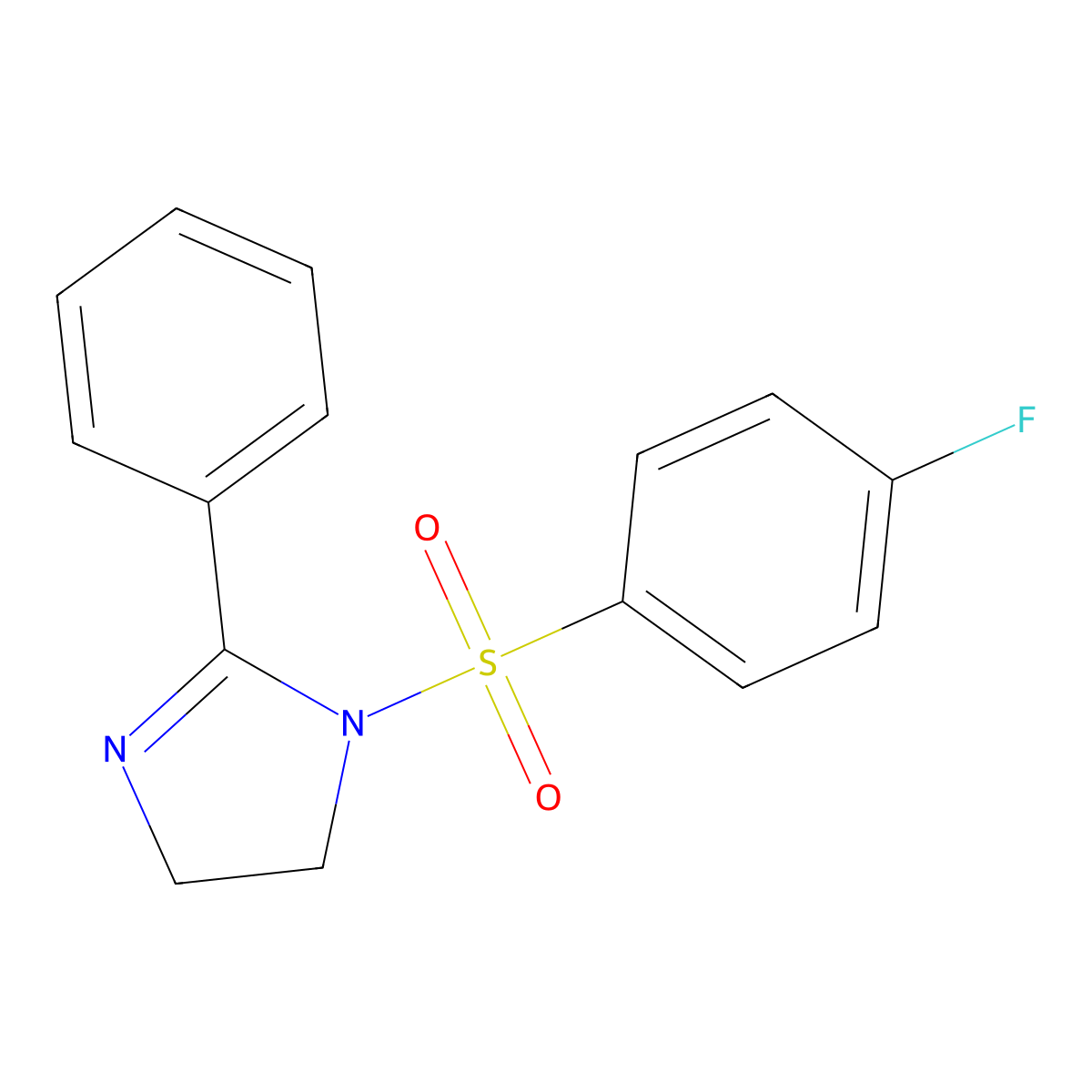 1-(4-Fluorophenyl)sulfonyl-2-phenyl-4,5-dihydroimidazole molecular structure, CAS 723744-51-2