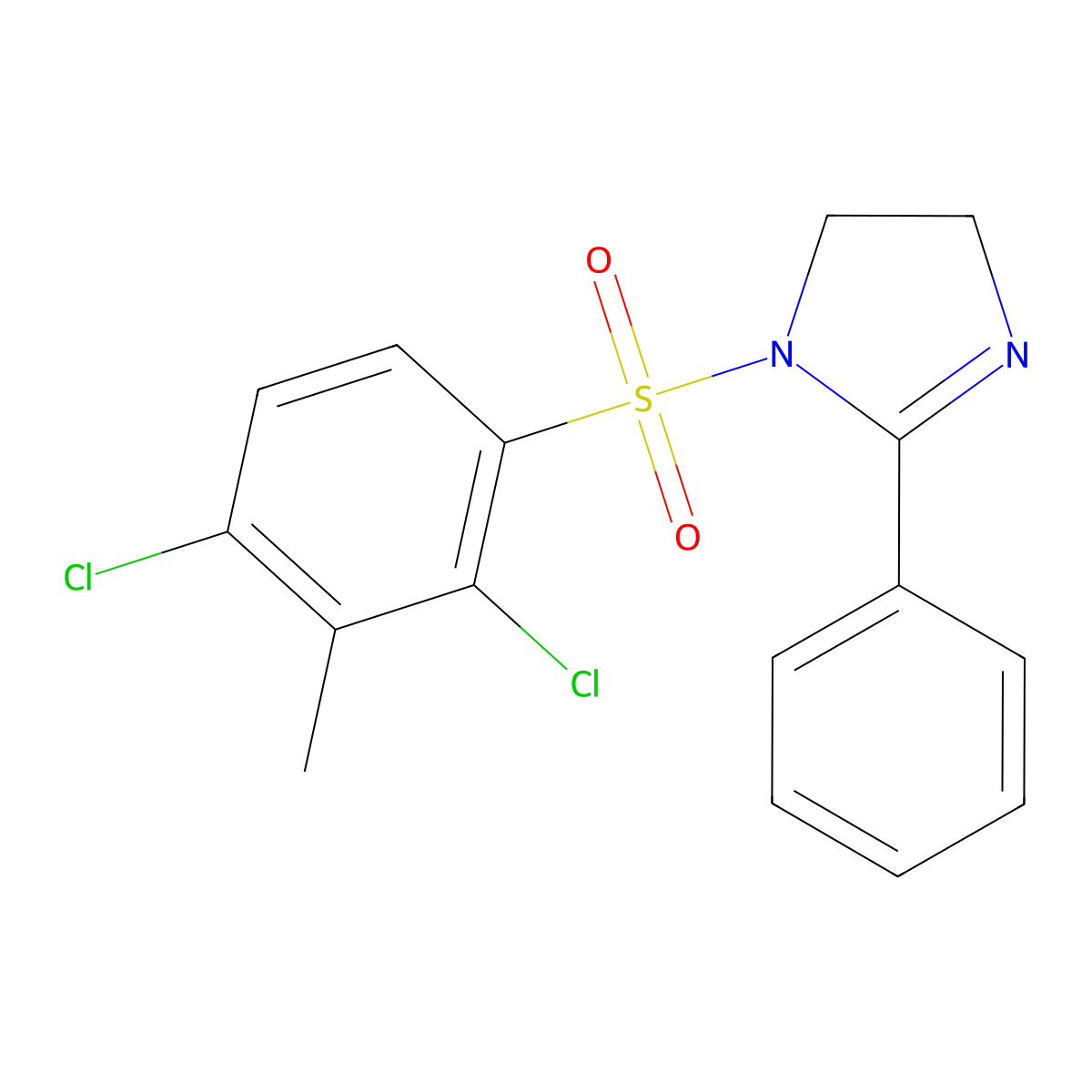 1-((2,4-dichloro-3-methylphenyl)sulfonyl)-2-phenyl-4,5-dihydro-1H-imidazole molecular structure, CAS 723744-53-4