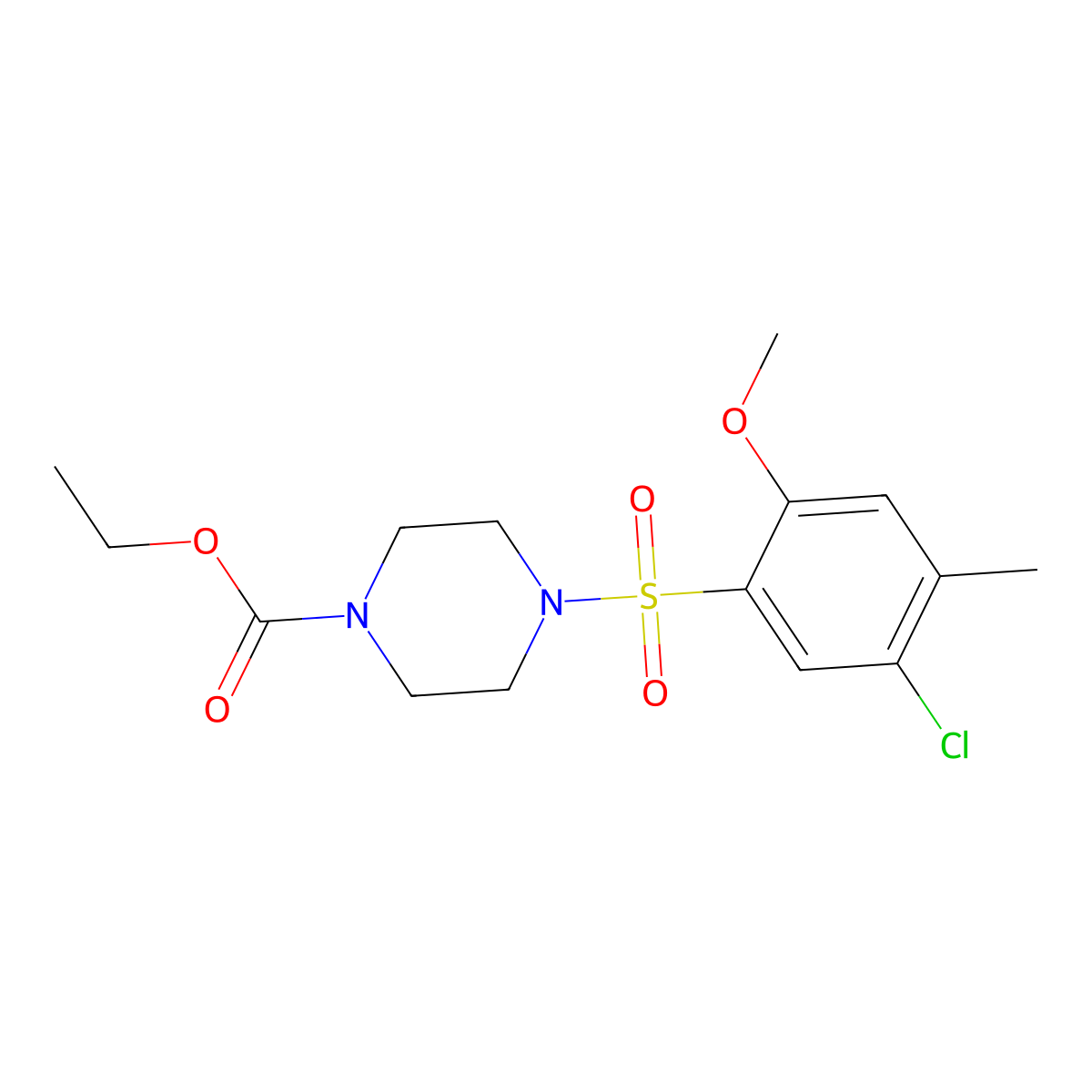 Ethyl 4-[(5-chloro-2-methoxy-4-methylphenyl)sulfonyl]piperazinecarboxylate molecular structure, CAS 723744-60-3