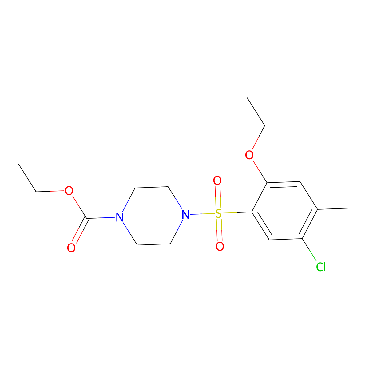 Ethyl 4-[(5-chloro-2-ethoxy-4-methylphenyl)sulfonyl]piperazinecarboxylate molecular structure, CAS 723744-62-5