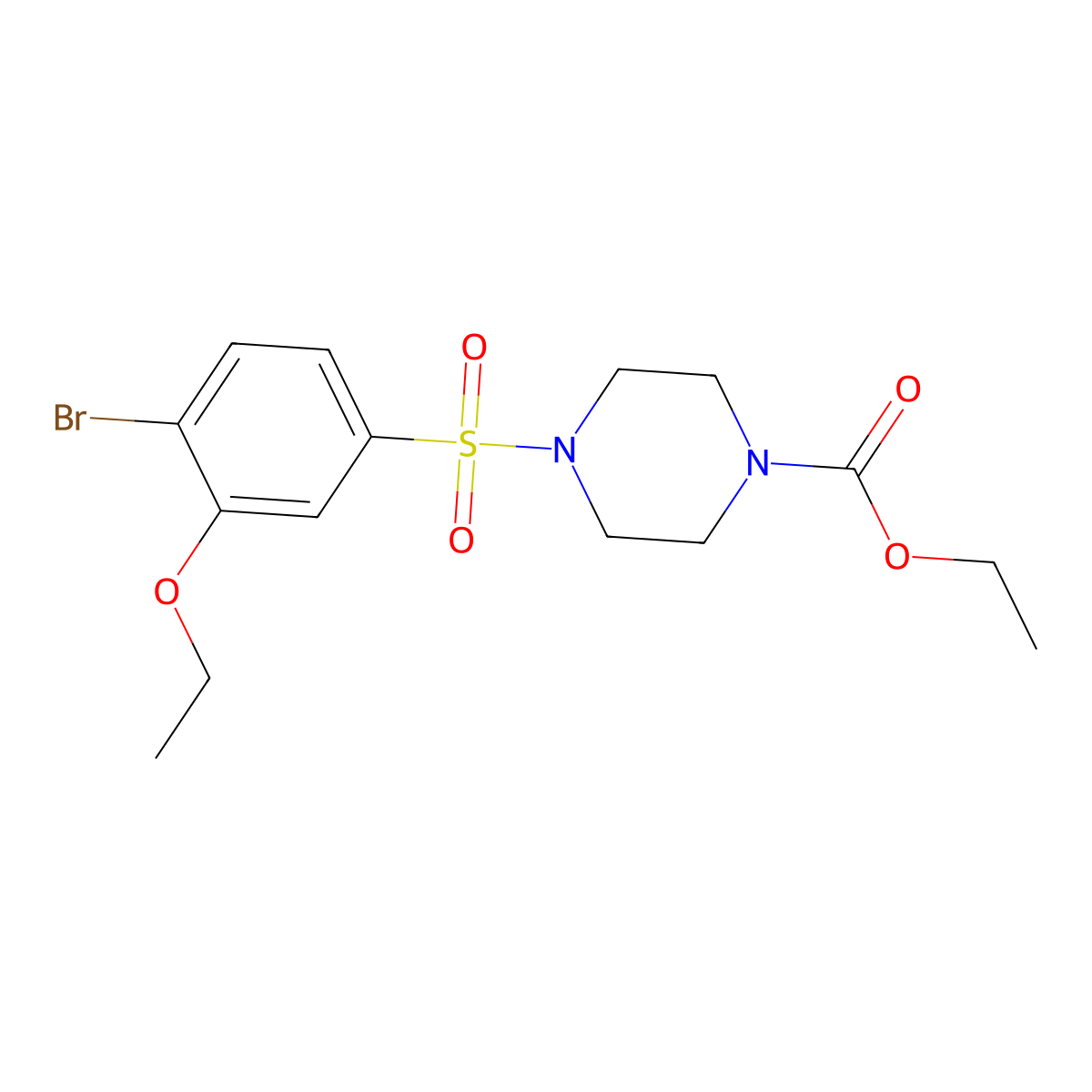 Ethyl 4-[(4-bromo-3-ethoxyphenyl)sulfonyl]piperazinecarboxylate molecular structure, CAS 723744-64-7