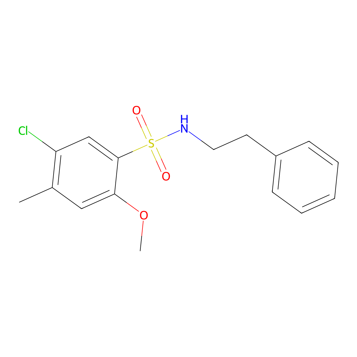 5-chloro-2-methoxy-4-methyl-N-(2-phenylethyl)benzenesulfonamide molecular structure, CAS 723744-93-2