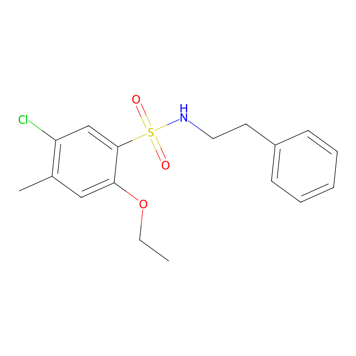 5-chloro-2-ethoxy-4-methyl-N-(2-phenylethyl)benzenesulfonamide molecular structure, CAS 723744-95-4