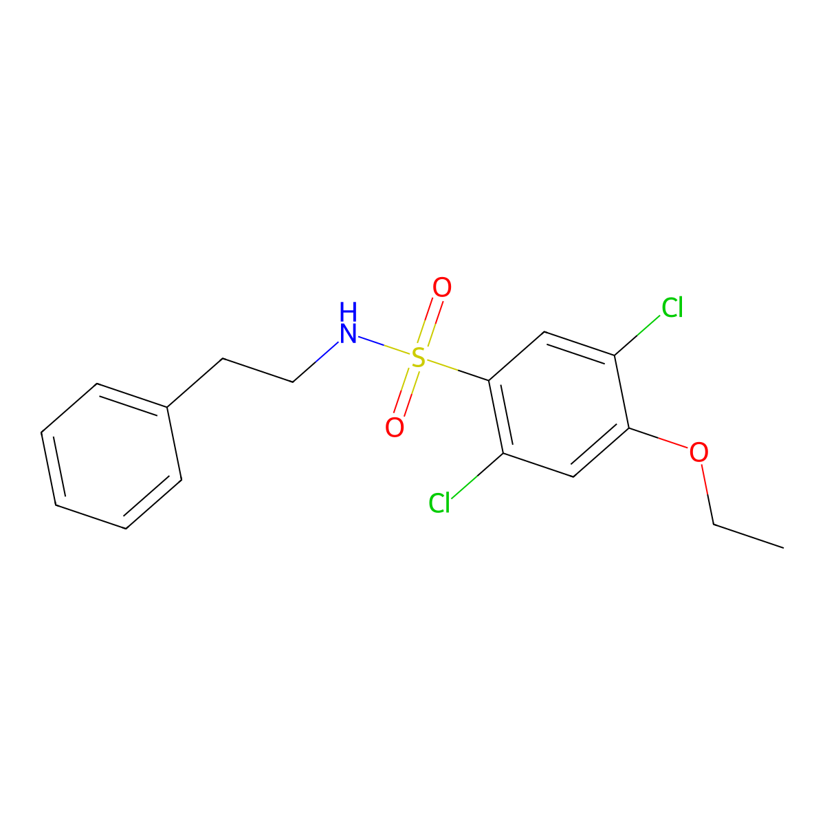 2,5-dichloro-4-ethoxy-N-(2-phenylethyl)benzenesulfonamide molecular structure, CAS 723744-97-6