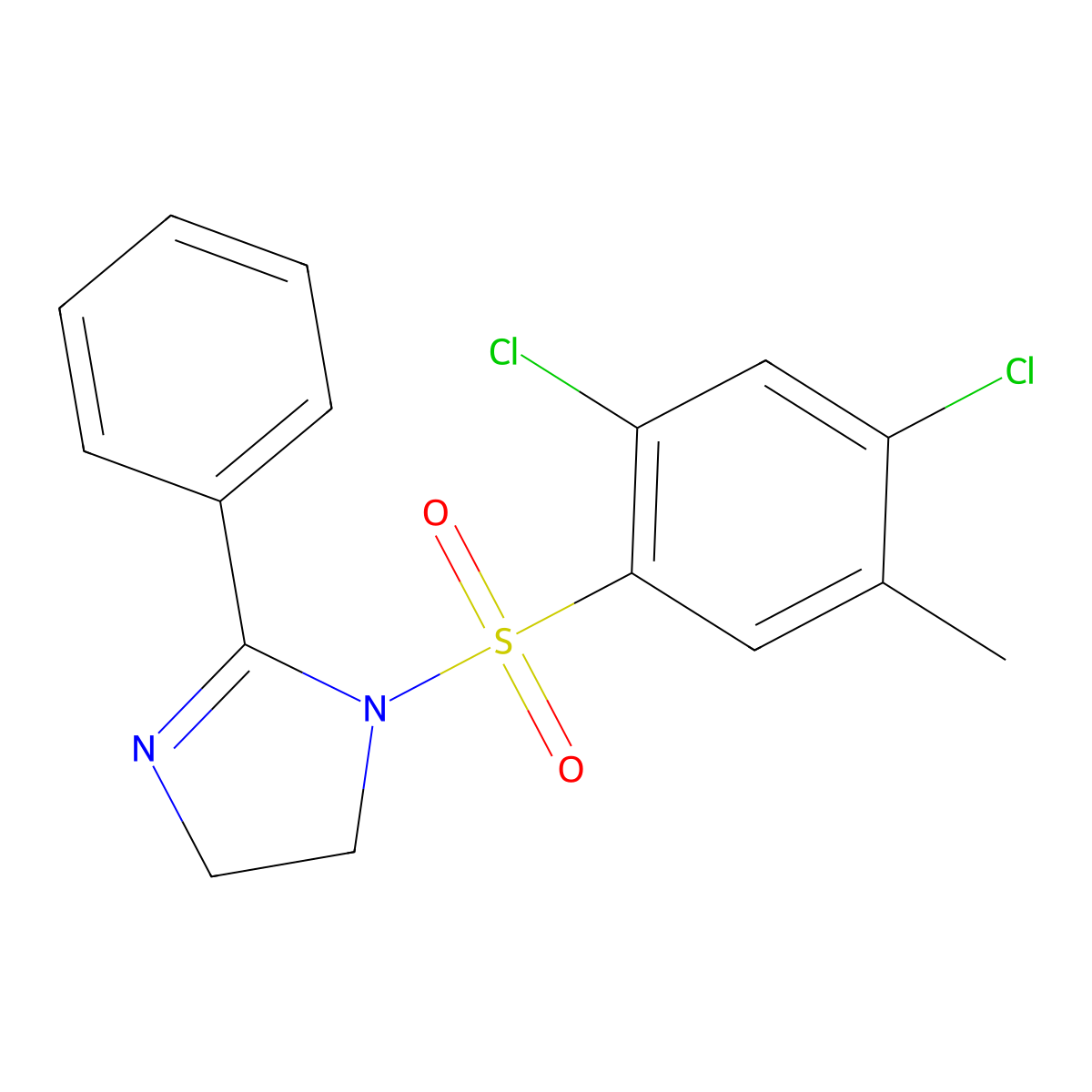 1-((2,4-dichloro-5-methylphenyl)sulfonyl)-2-phenyl-4,5-dihydro-1H-imidazole molecular structure, CAS 723745-03-7