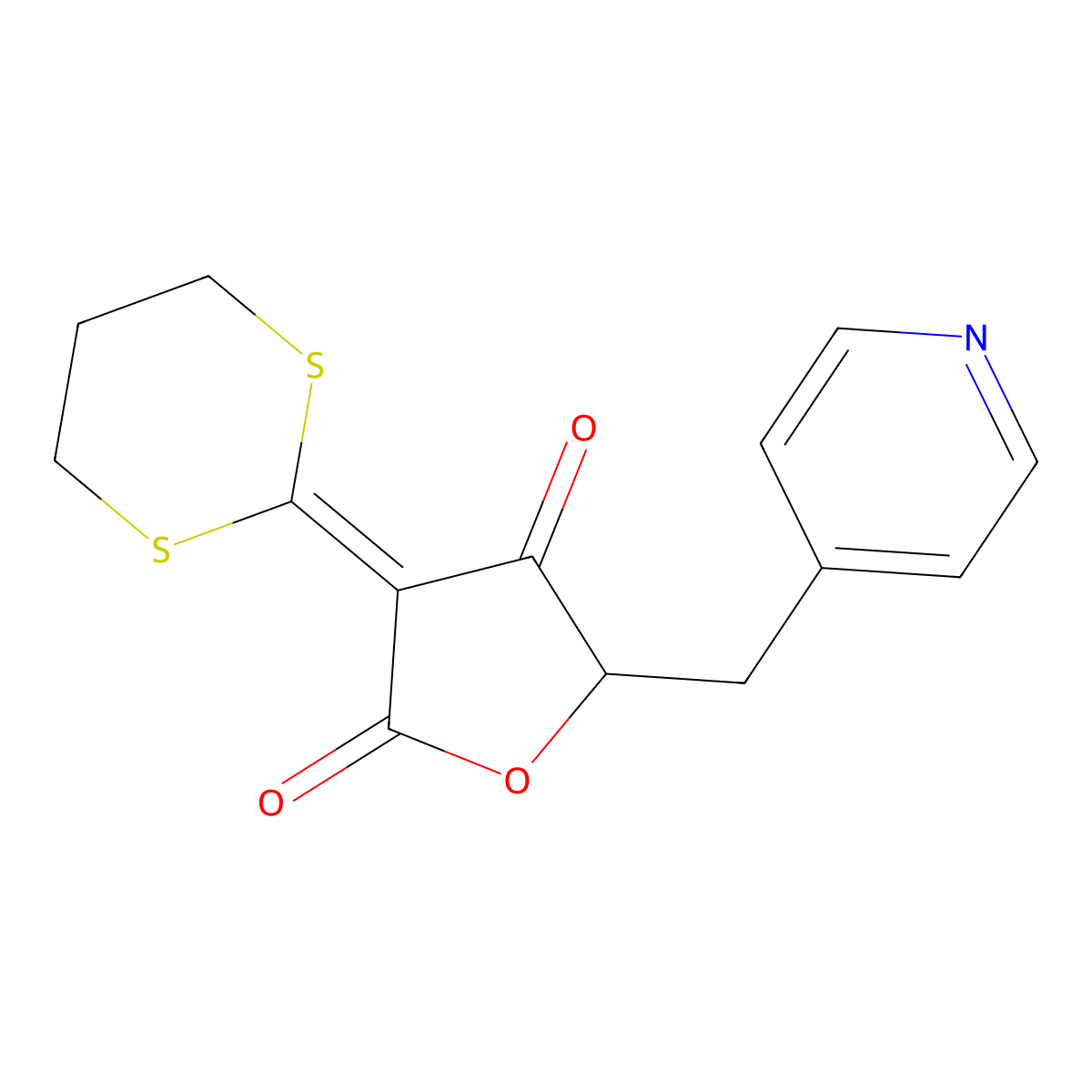 3-(1,3-Dithian-2-ylidene)-5-(pyridin-4-ylmethyl)oxolane-2,4-dione molecular structure, CAS 723745-04-8