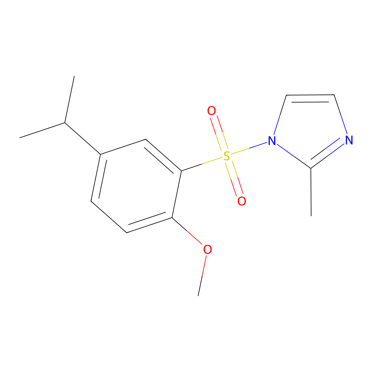 1-((5-isopropyl-2-methoxyphenyl)sulfonyl)-2-methyl-1H-imidazole molecular structure, CAS 723745-05-9
