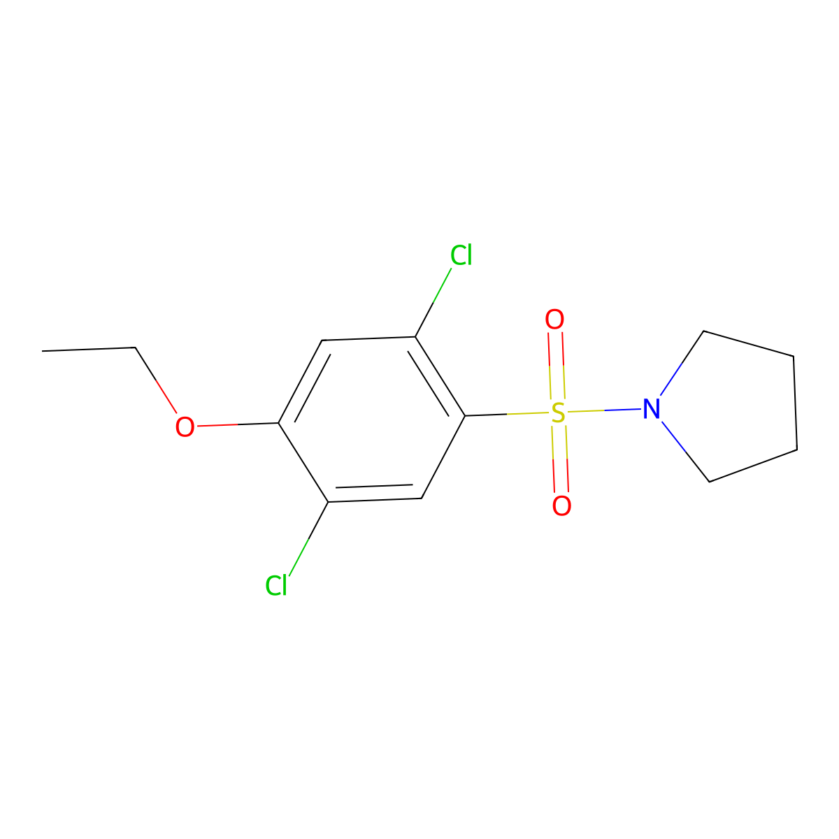 1-(2,5-Dichloro-4-ethoxyphenyl)sulfonylpyrrolidine molecular structure, CAS 723745-29-7
