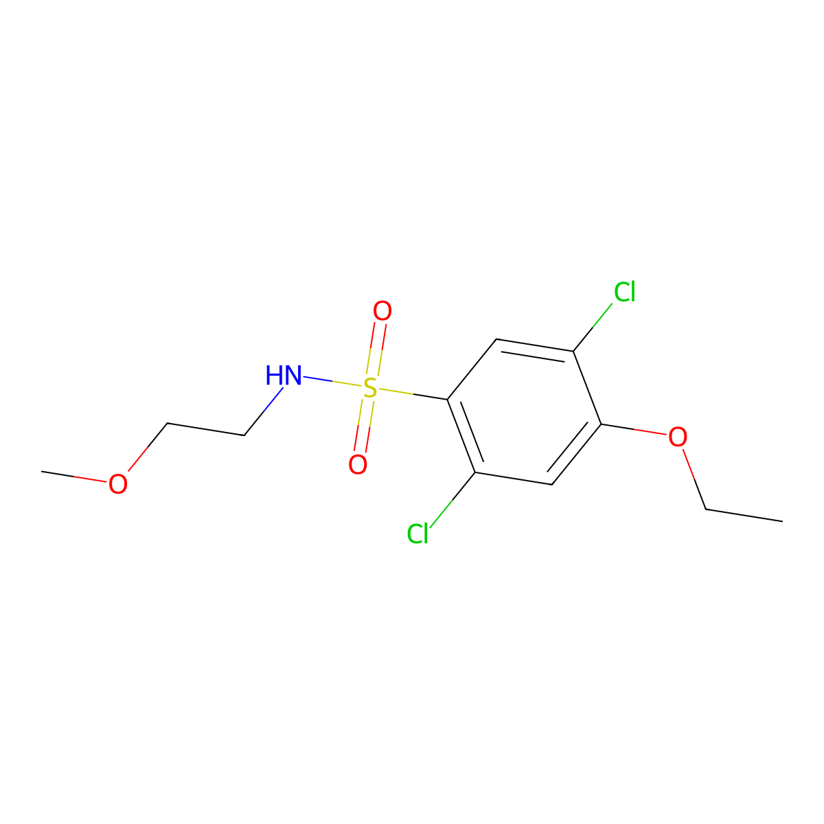 2,5-dichloro-4-ethoxy-N-(2-methoxyethyl)benzenesulfonamide molecular structure, CAS 723745-31-1