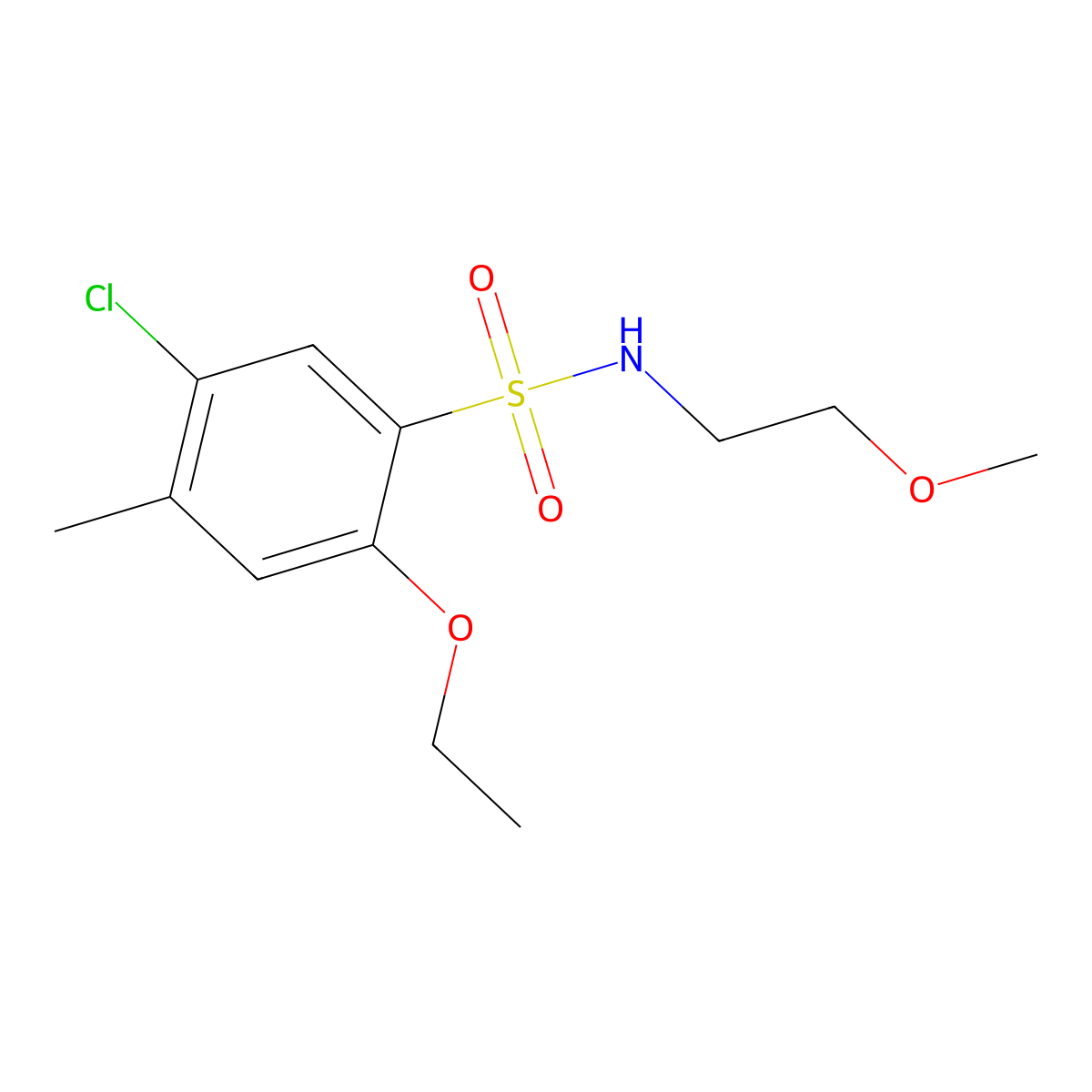 5-chloro-2-ethoxy-N-(2-methoxyethyl)-4-methylbenzenesulfonamide molecular structure, CAS 723745-33-3