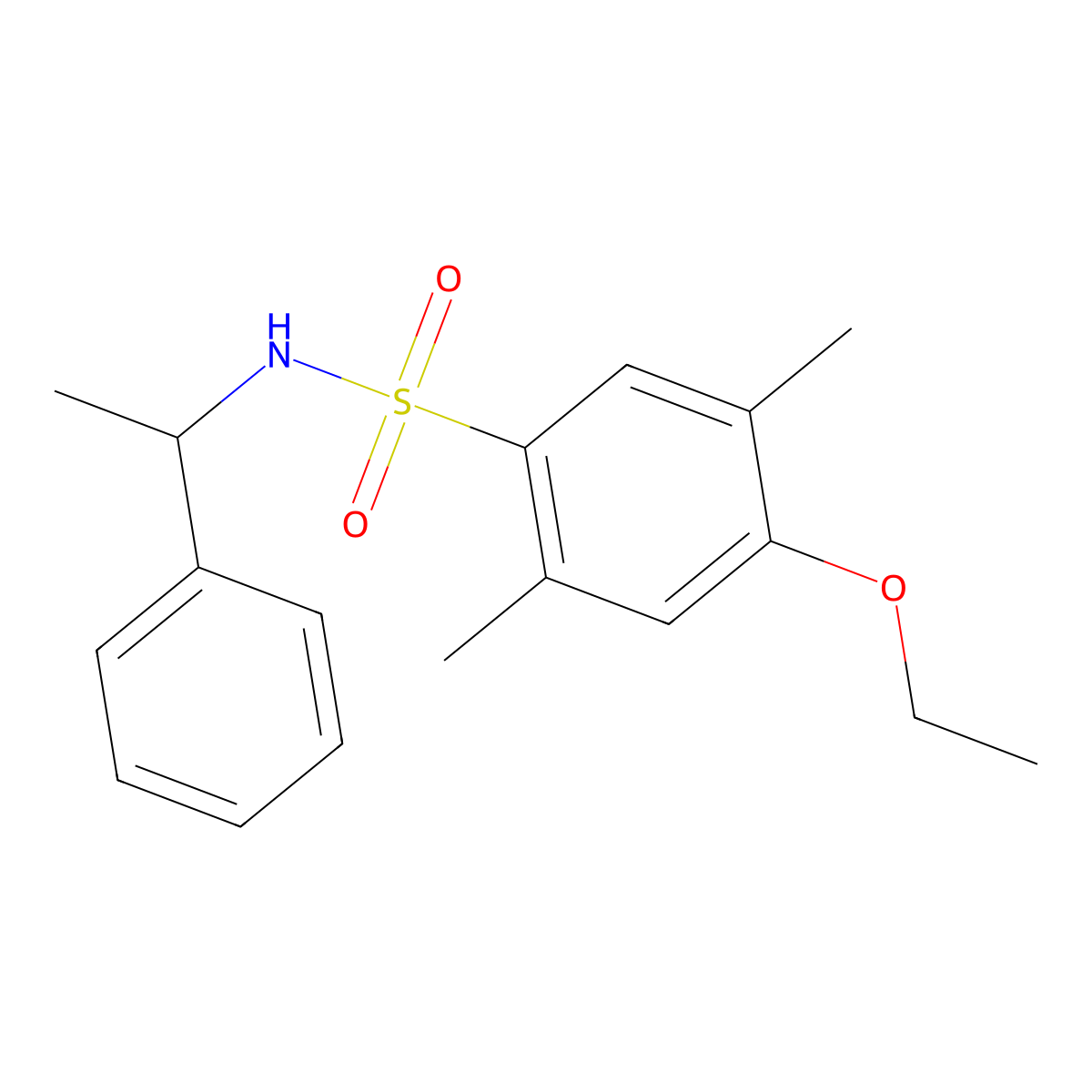 4-ethoxy-2,5-dimethyl-N-(1-phenylethyl)benzenesulfonamide molecular structure, CAS 723745-37-7