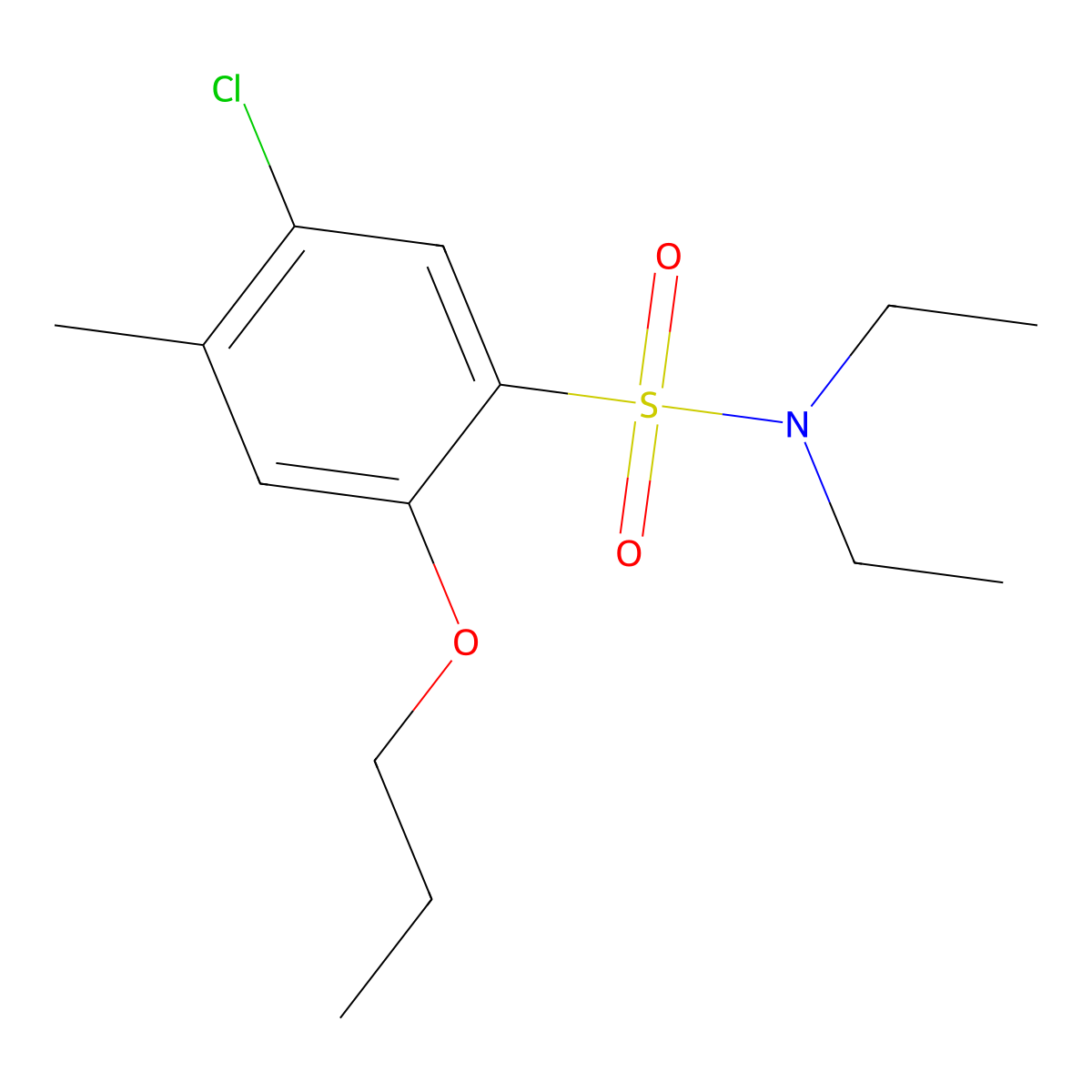 5-chloro-N,N-diethyl-4-methyl-2-propoxybenzenesulfonamide molecular structure, CAS 723745-41-3