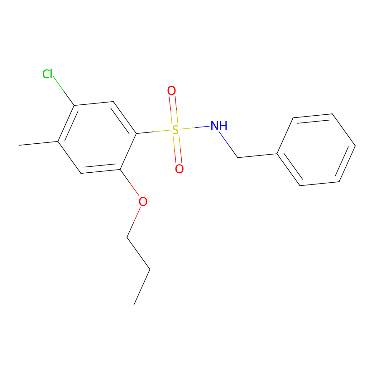 N-benzyl-5-chloro-4-methyl-2-propoxybenzenesulfonamide molecular structure, CAS 723745-43-5