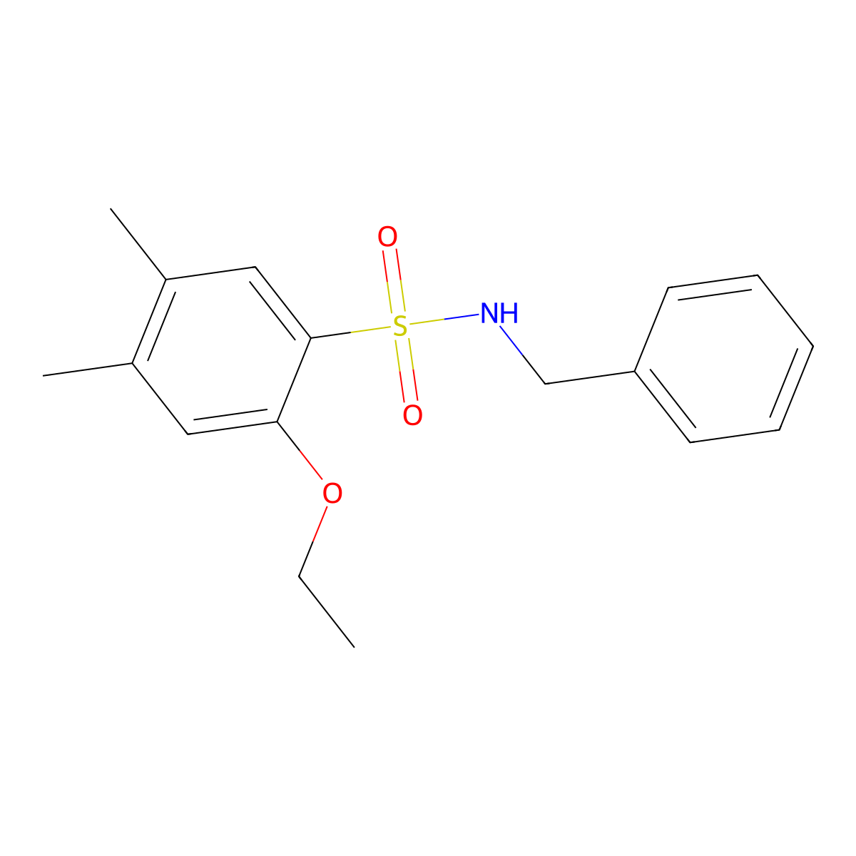 N-benzyl-2-ethoxy-4,5-dimethylbenzenesulfonamide molecular structure, CAS 723745-45-7