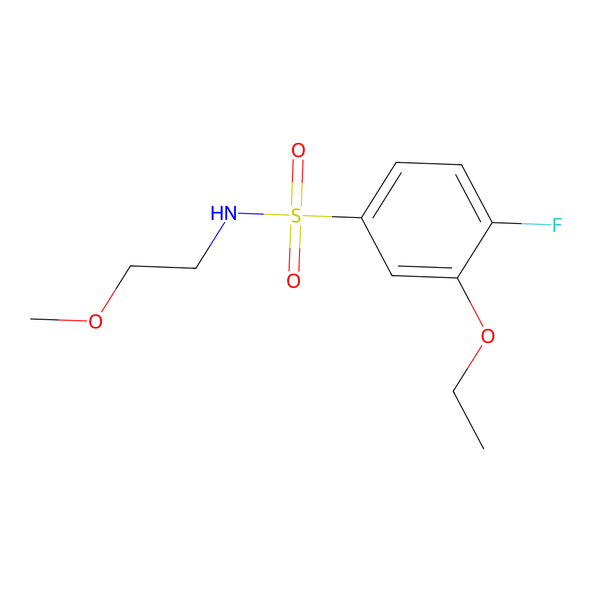 3-ethoxy-4-fluoro-N-(2-methoxyethyl)benzenesulfonamide molecular structure, CAS 723745-74-2