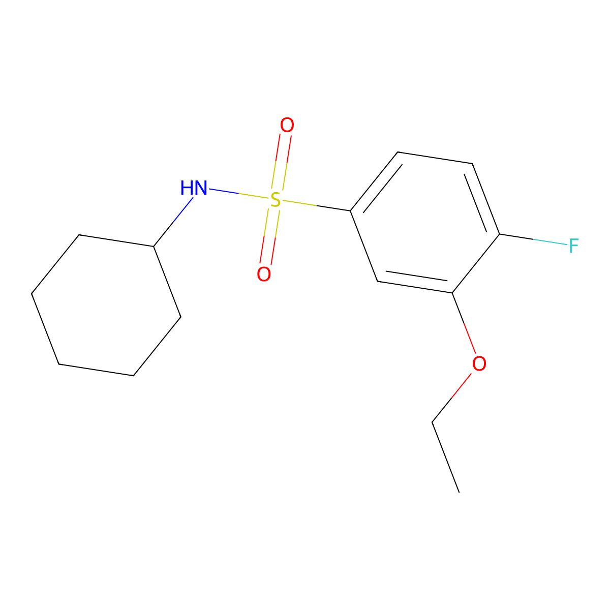 N-cyclohexyl-3-ethoxy-4-fluorobenzenesulfonamide molecular structure, CAS 723745-78-6