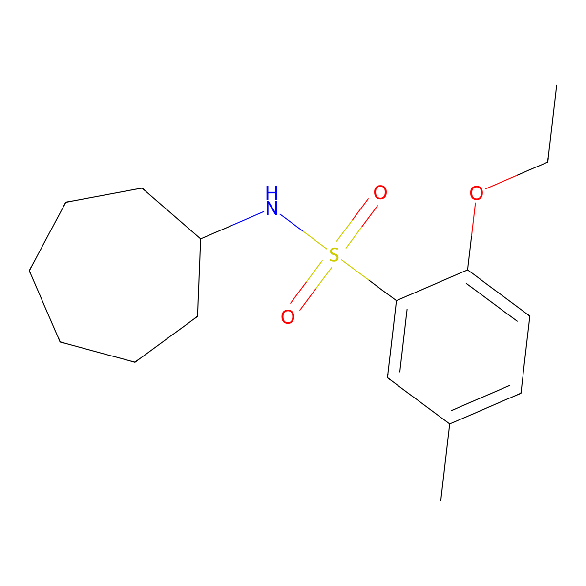 N-cycloheptyl-2-ethoxy-5-methylbenzenesulfonamide molecular structure, CAS 723745-81-1