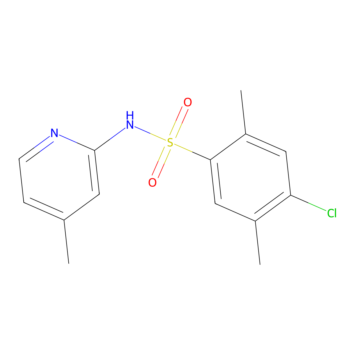 4-chloro-2,5-dimethyl-N-(4-methyl-2-pyridinyl)benzenesulfonamide molecular structure, CAS 723745-88-8