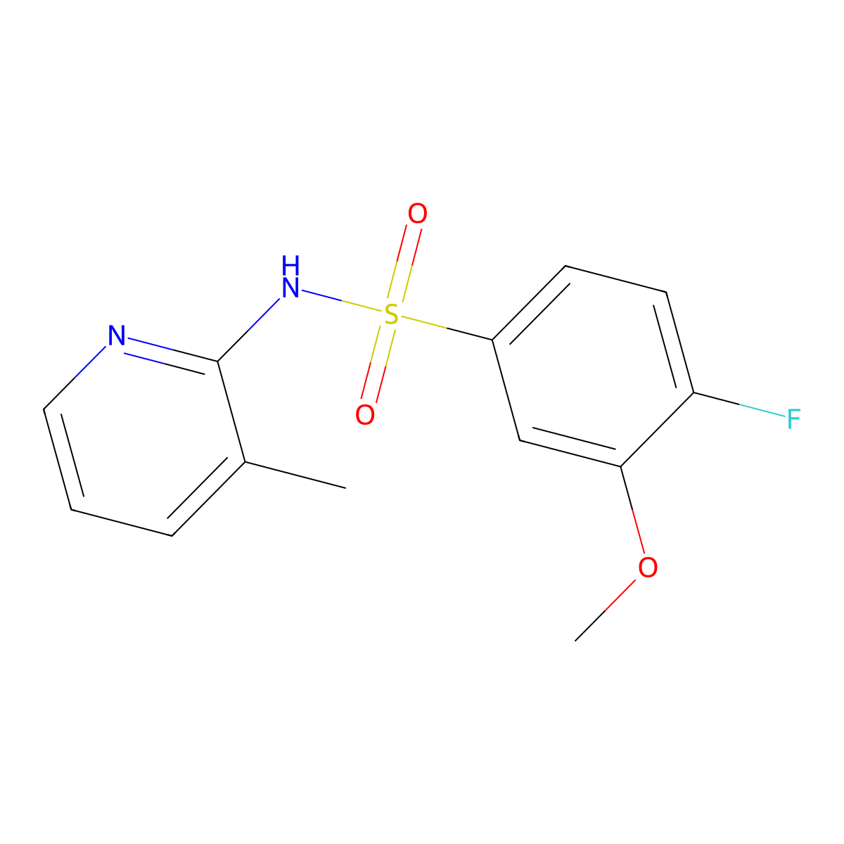 4-fluoro-3-methoxy-N-(3-methylpyridin-2-yl)benzene-1-sulfonamide molecular structure, CAS 723745-90-2