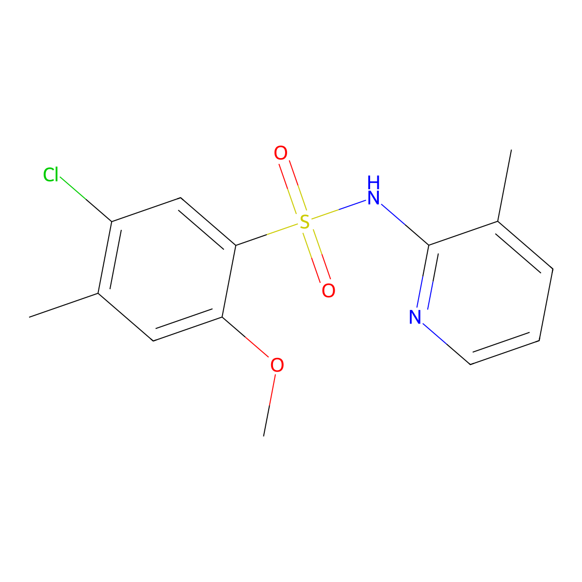 5-chloro-2-methoxy-4-methyl-N-(3-methyl-2-pyridinyl)benzenesulfonamide molecular structure, CAS 723745-92-4