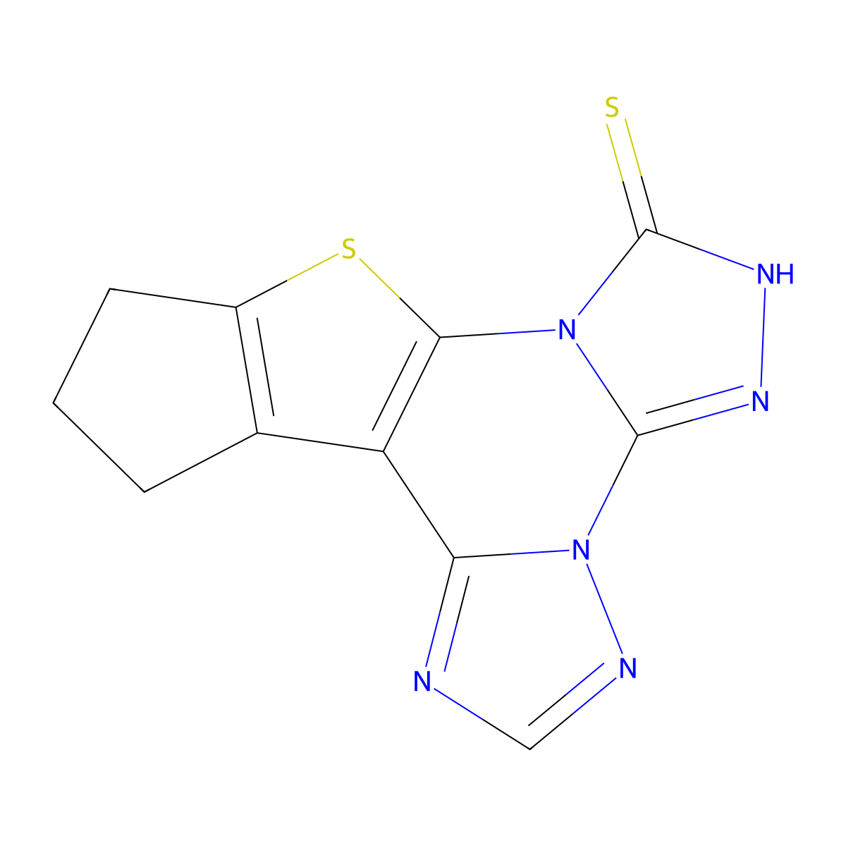 11,12-dihydro-10H-cyclopenta[4,5]thieno[3,2-e]di[1,2,4]triazolo[4,3-a:1,5-c]pyrimidin-7-yl hydrosulfide molecular structure, CAS 723747-21-5