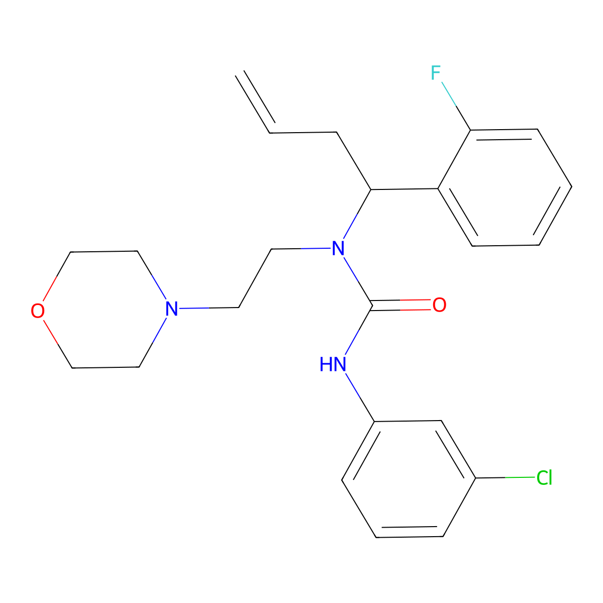 3-(3-Chlorophenyl)-1-[1-(2-fluorophenyl)but-3-enyl]-1-(2-morpholin-4-ylethyl)urea molecular structure, CAS 723747-32-8
