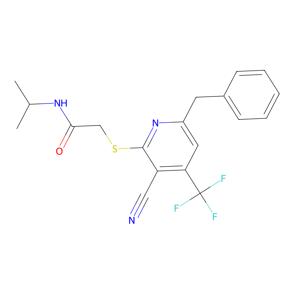 2-{[6-benzyl-3-cyano-4-(trifluoromethyl)-2-pyridinyl]sulfanyl}-N-isopropylacetamide molecular structure, CAS 723748-31-0