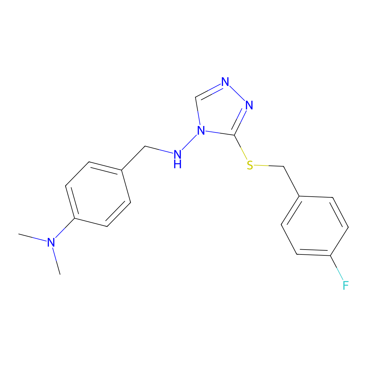 N-[4-(dimethylamino)benzyl]-3-[(4-fluorobenzyl)sulfanyl]-4H-1,2,4-triazol-4-amine molecular structure, CAS 723751-56-2