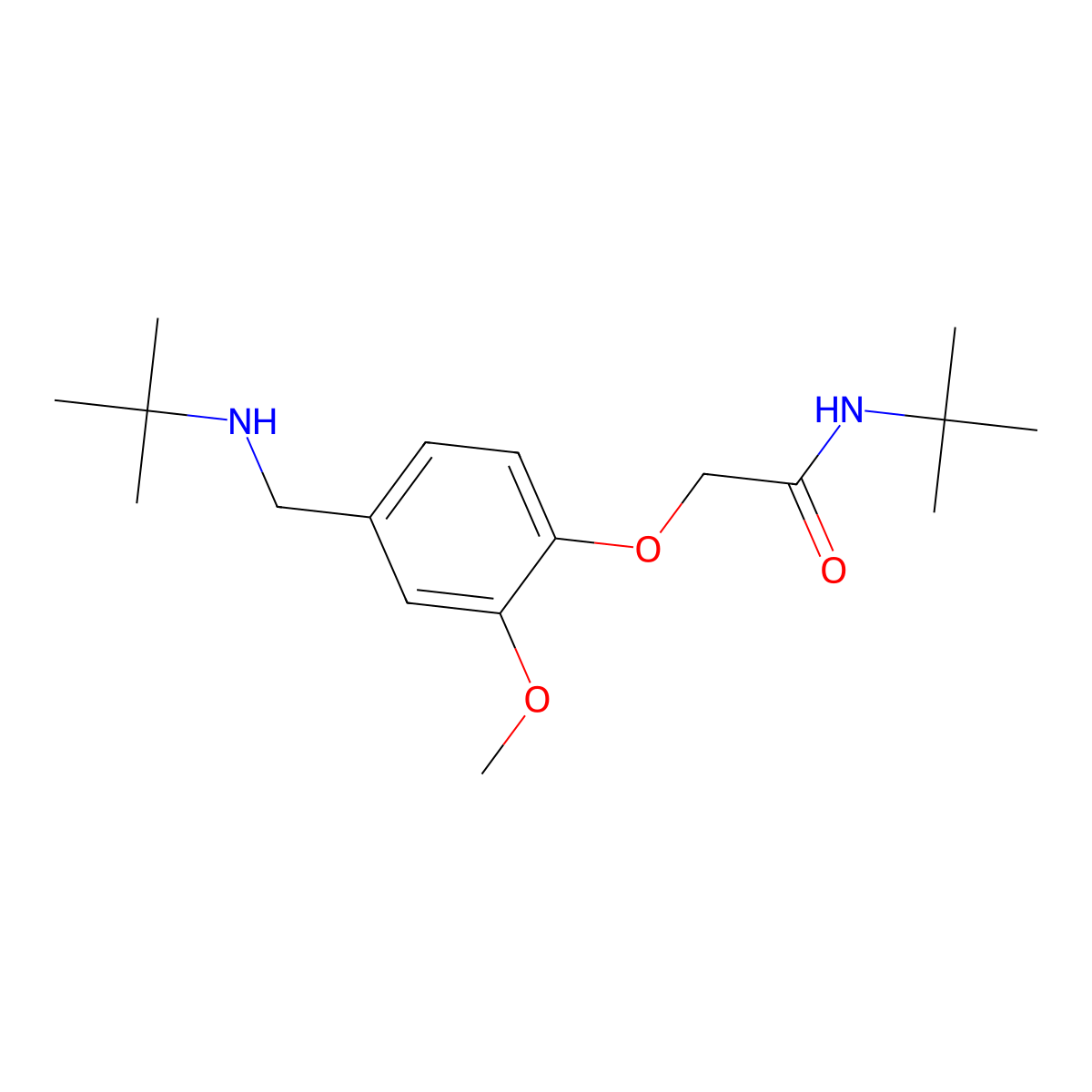 N-tert-butyl-2-{4-[(tert-butylamino)methyl]-2-methoxyphenoxy}acetamide molecular structure, CAS 723751-92-6
