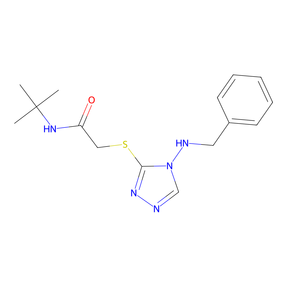 2-{[4-(benzylamino)-4H-1,2,4-triazol-3-yl]sulfanyl}-N-(tert-butyl)acetamide molecular structure, CAS 723752-07-6