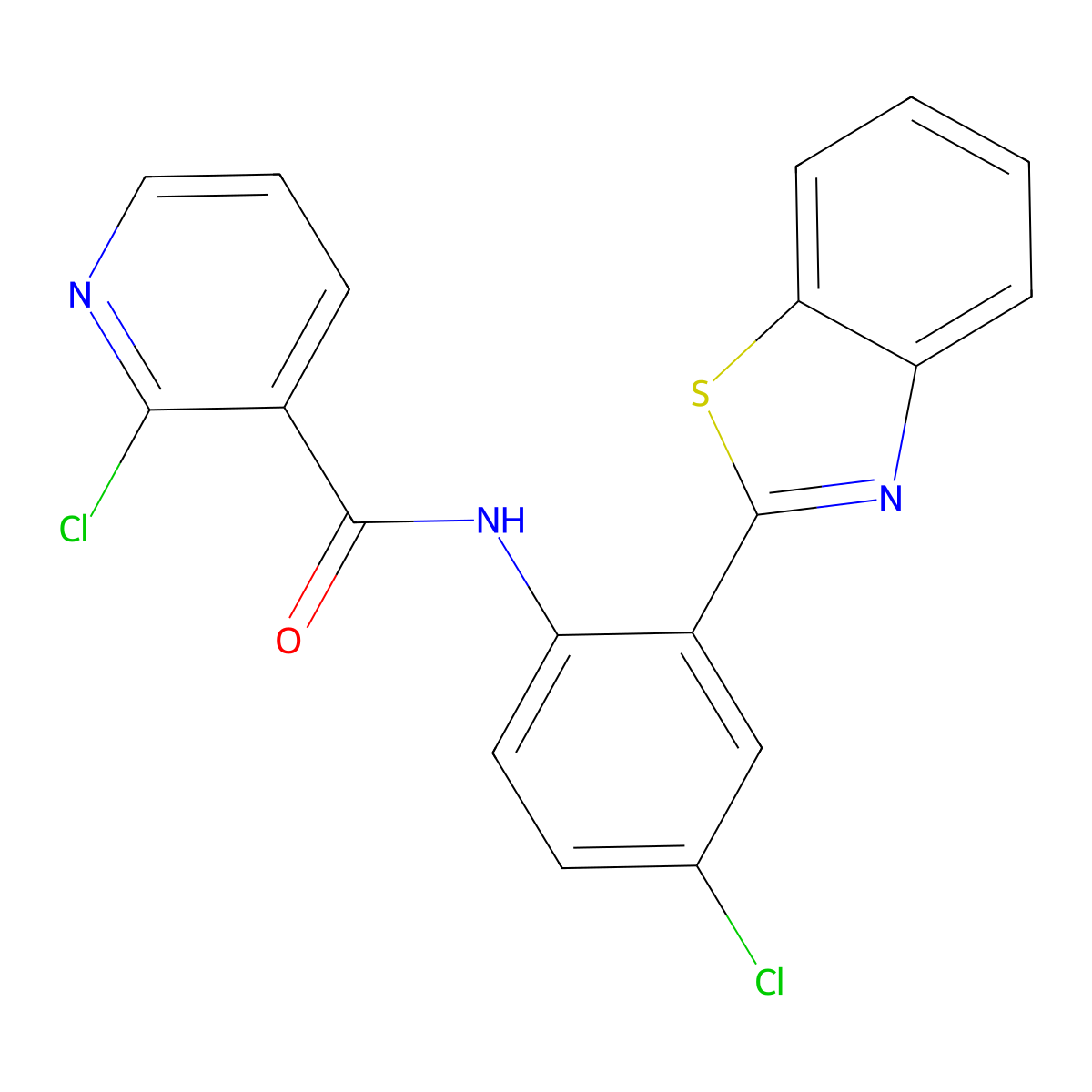 N-[2-(1,3-benzothiazol-2-yl)-4-chlorophenyl]-2-chloropyridine-3-carboxamide molecular structure, CAS 723752-70-3